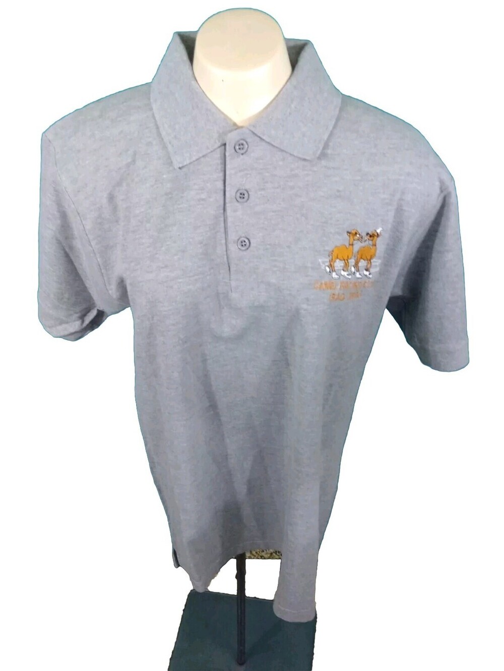CAMEL Racing Club IRAQ 2004 AAFES GRAY POLO Short Shelve Shirt One Size Fit Most